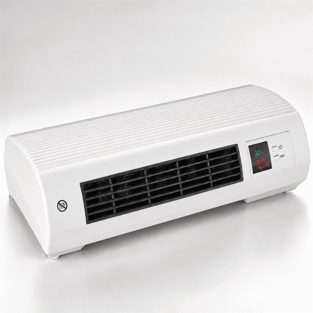 Termoventilatore da parete bianco con display digitale